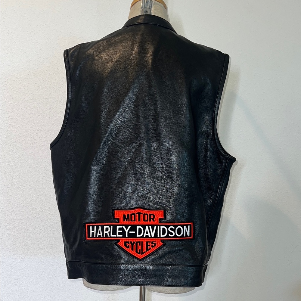 First Classics Born Free Leather Motorcycle Vest with Harley/Sturgis Patches